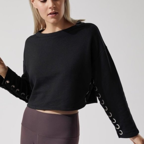 COPY - NWT Alo Yoga Suspension Cropped Pullover XS Black - Picture 1 of 8